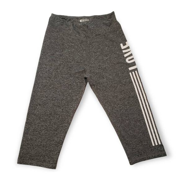 Love Fit by Reflex Gray & White Workout / Yoga Cropped Leggings - Size 1XL - Picture 1 of 4